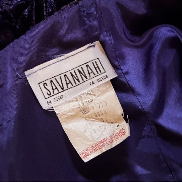 90s Vintage Crushed Velvet Evening Gown in Deep Indigo Blue/Purple, Size L - Picture 9 of 11